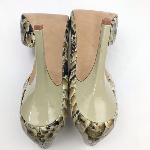 Jessica Simpson JOSETTE Green Reptile Print Leather Open Toe Pimp Heels - Picture 14 of 16